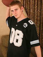 Sporty stud Vohn jacks off while playing with his ball.
