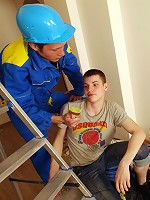 Naughty teen twink blowjob at the construction site